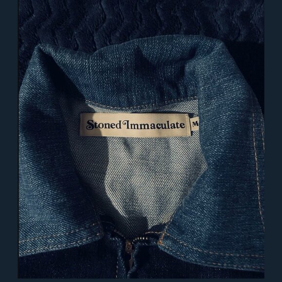 Stoned Immaculate Womens Size Medium Denim Romper Short Sleeve USA Made *No Belt - Picture 5 of 5